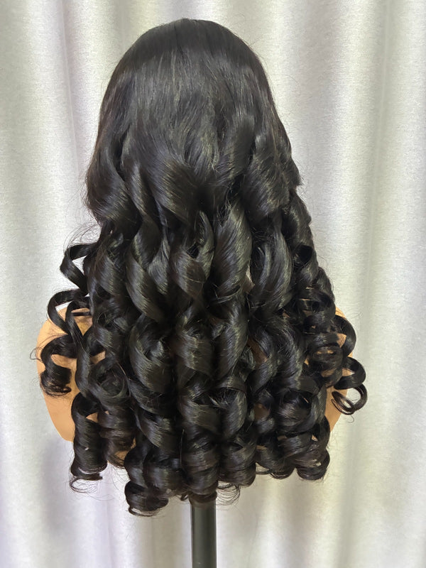 28” SDD Bouncy Curl Black 13/4 HD Lace pre plucked