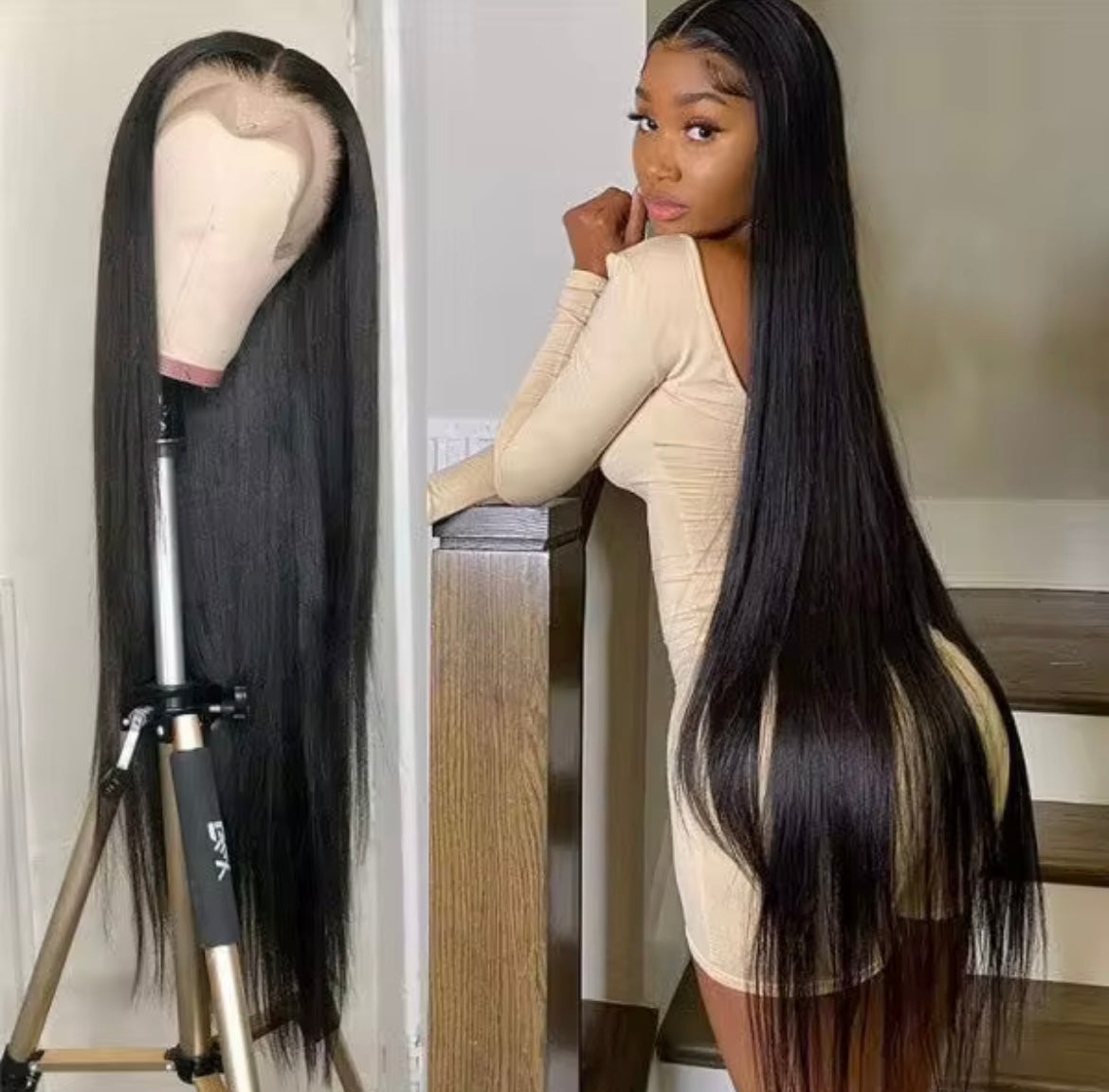 32” SDD Bone straight Black 13/4 HD Lace pre plucked