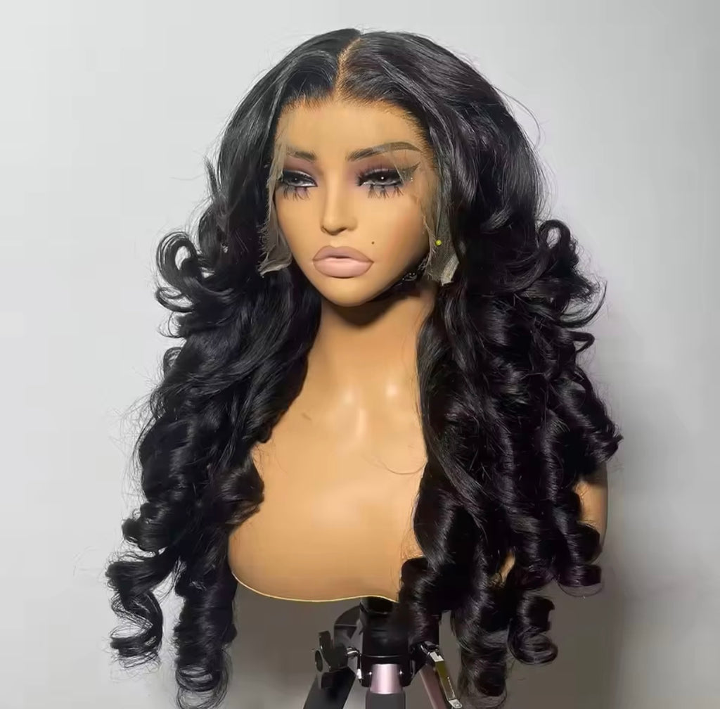 22” Black Bouncy curl 13/4 HD Lace pre plucked