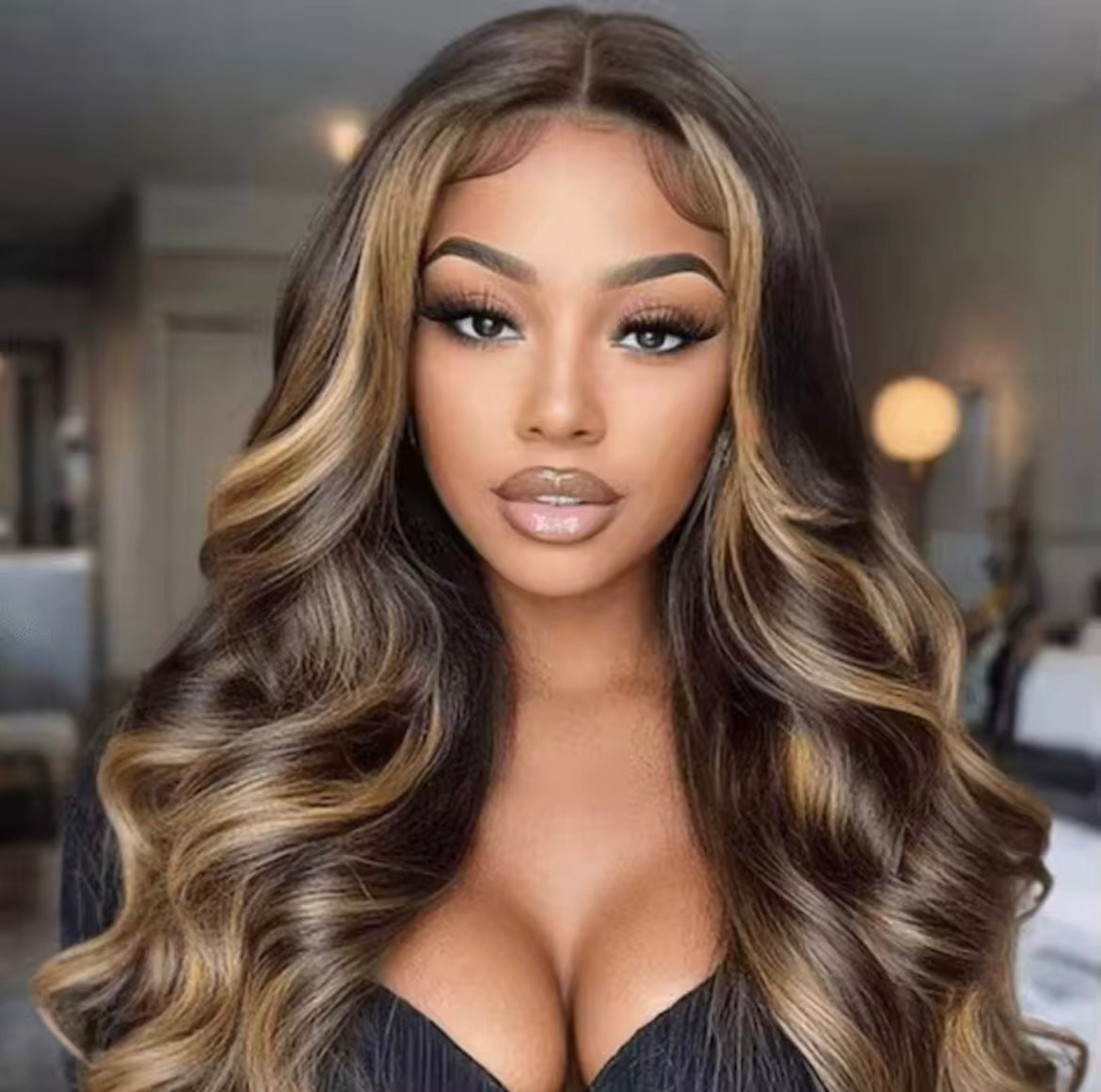 22” SDD Body wave , Dark brown with stunning blonde highlights 13/4 HD Lace pre plucked