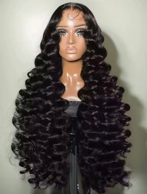 Black Deep Wave HD Lace Front Wig | 200%–300% Density | Grade 12A | 16"–32"