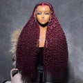 30” Burgundy Burmese Curly 13/4 HD Lace pre plucked