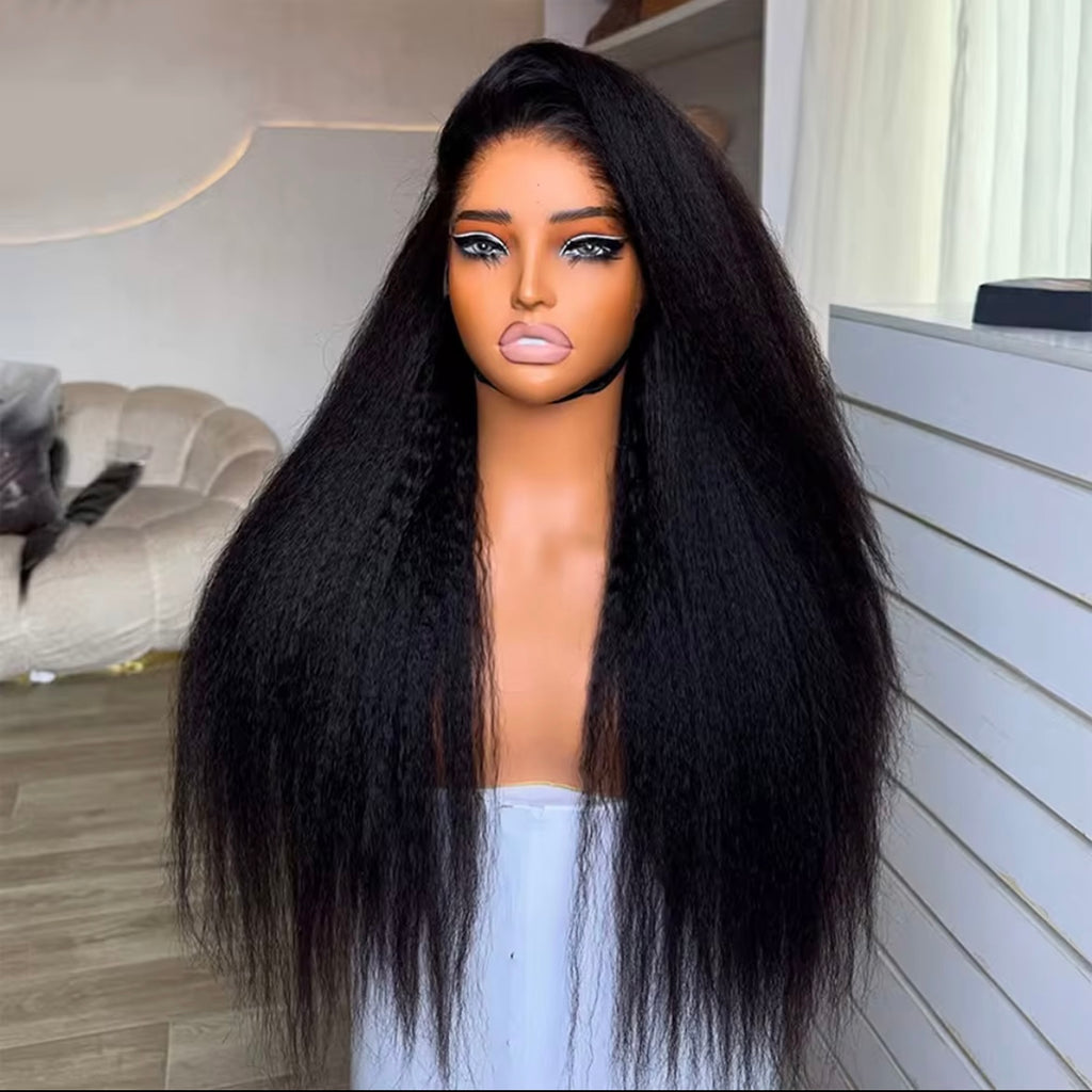28”Kinky curl Black 13/4 HD Lace pre plucked