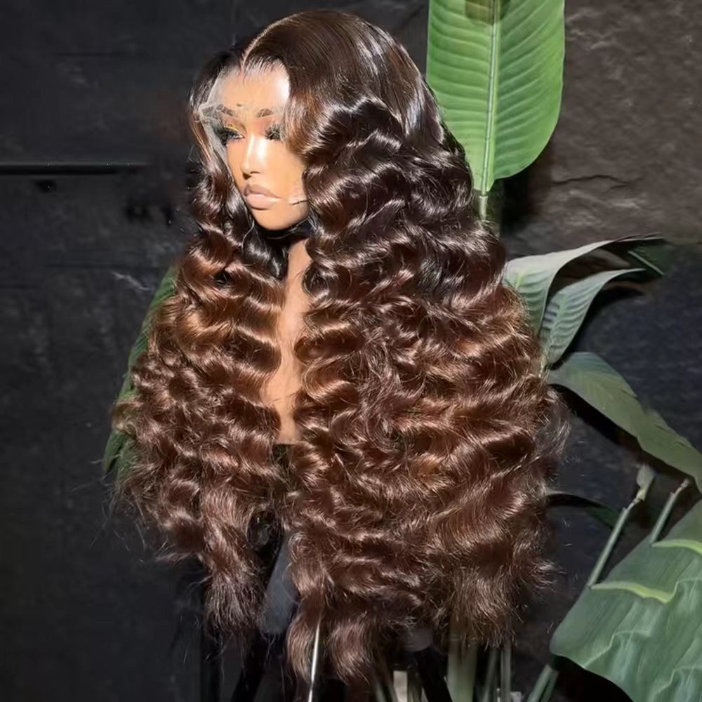 26” Loose deep wave , chocolate brown caramel highlights
