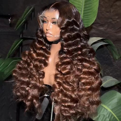 26" Loose Deep Wave Lace Front Wig | HD Lace | 200%-300% Density | Chocolate Brown, Caramel, Burgundy & Blonde