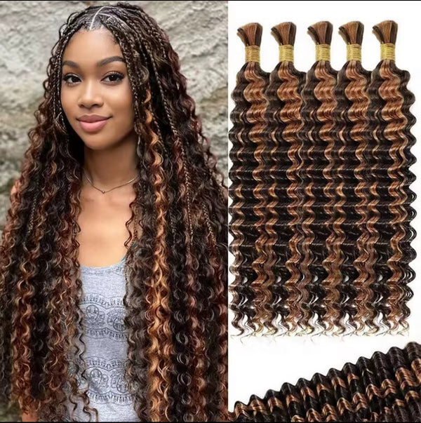 Raw Hair Bundles for Braids | Straight, Wavy & Curly | 12–30 Inch | Natural & Colored