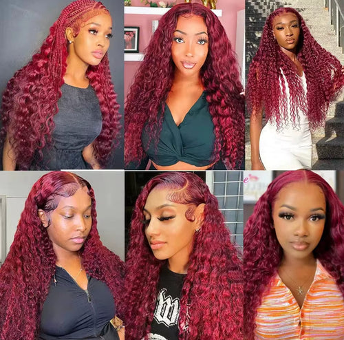 28 Inch 99J Burgundy Deep Wave Lace Front Wig | 13x4 HD Lace | Grade 12A Human Hair