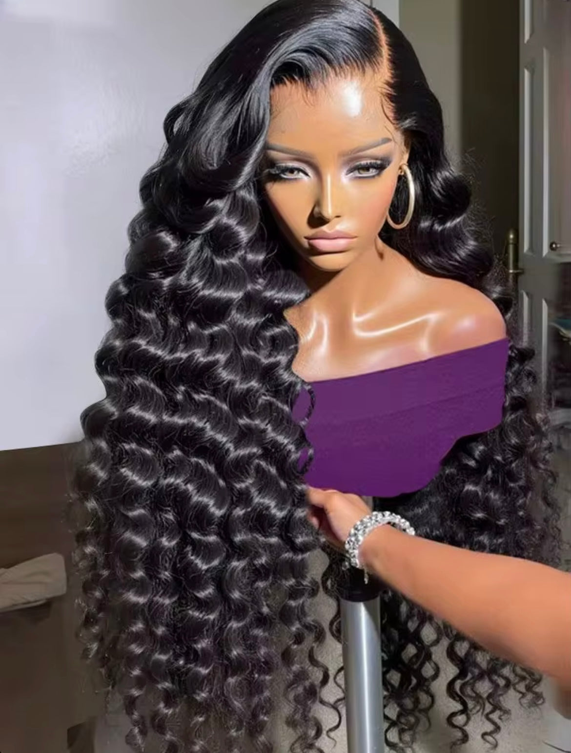 28”Black Deep Wave 13/4 HD Lace pre plucked