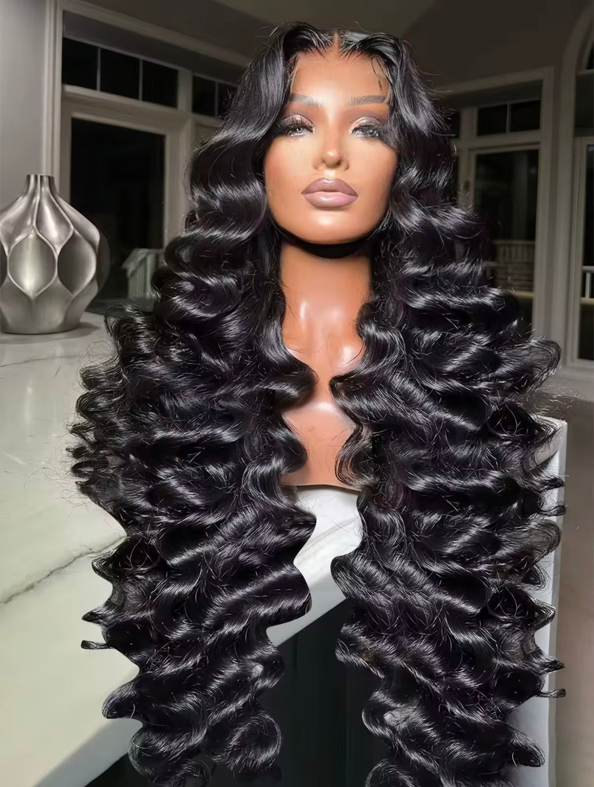 28”Black Deep Wave 13/4 HD Lace pre plucked