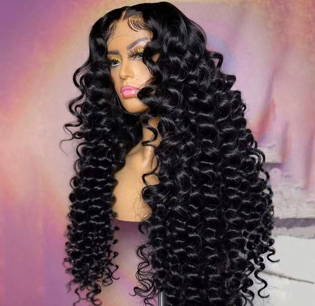 28”Black Deep Wave 13/4 HD Lace pre plucked